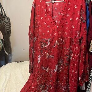 Knox Rose Red Floral Long Sleeve Dress